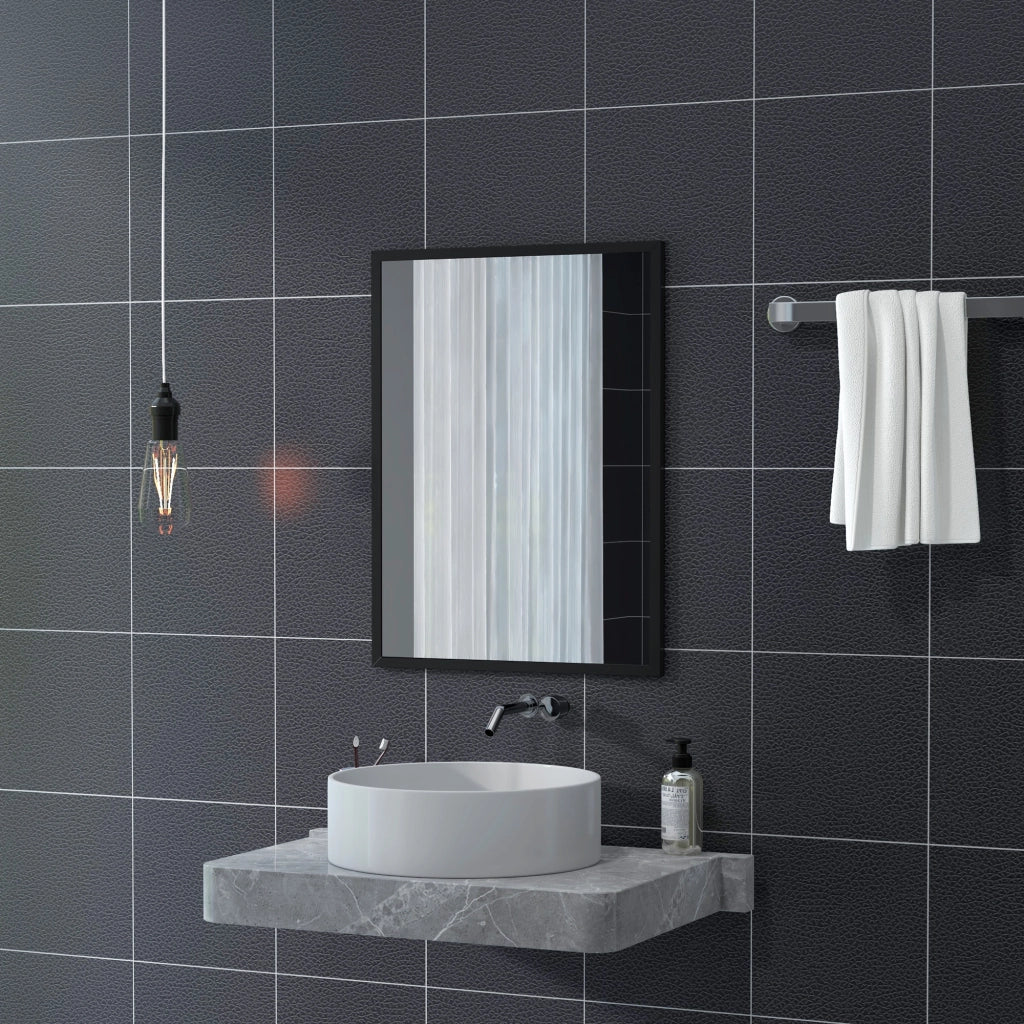Specchio con Ganci ¨C Minimal ¨C Nero, Vetro e MDF, 60x80 cm