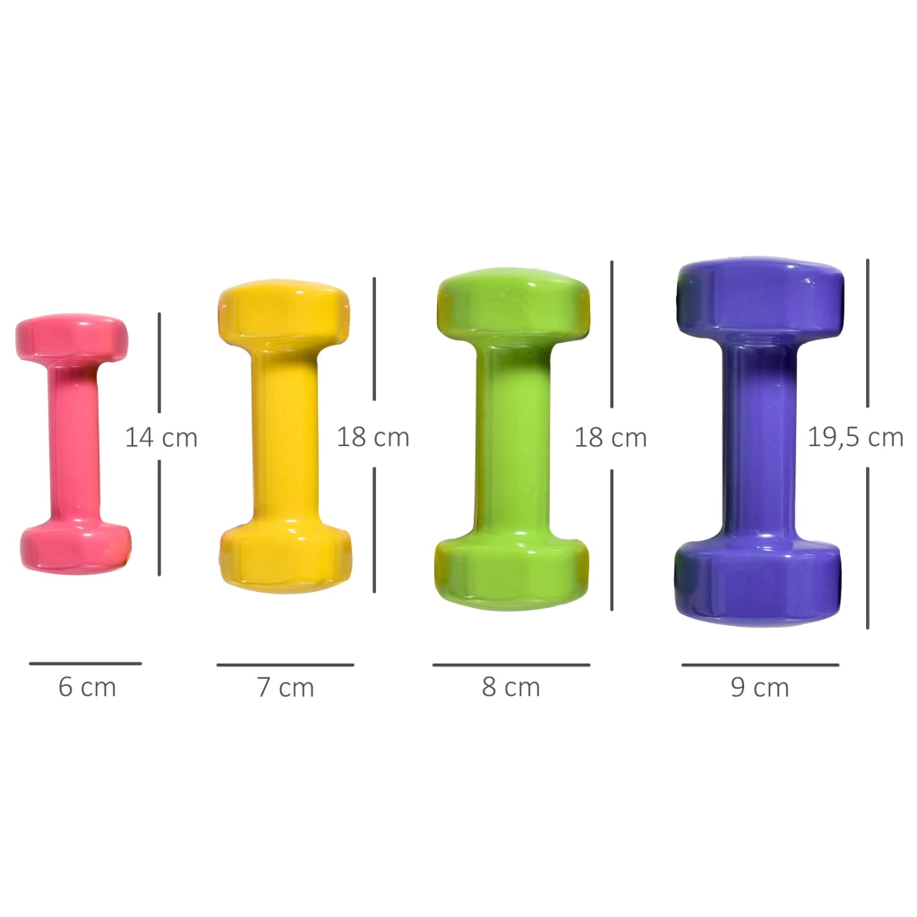 Set di 8 manubri esagonali 20 kg ¨C Minimal ¨C 4 paia 4 kg 3 kg 2 kg 1 kg neopreno antiscivolo