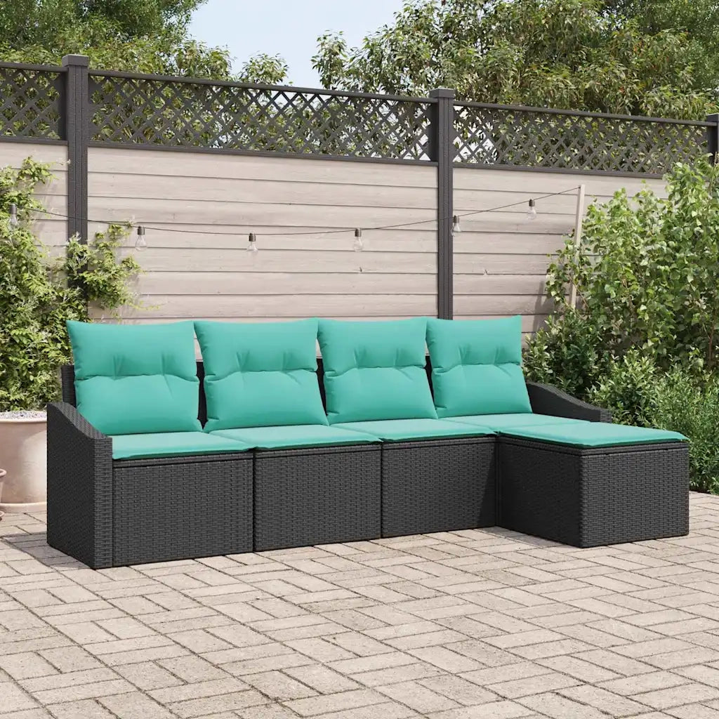 Set di divani con cuscino 5 pcs Nero polyrattan 3346686