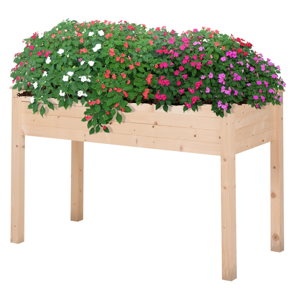 Letto per Orto Rialzato, Orto Urbano Pensile Tavolo Porta Piante con Fodera in Tessuto per Giardino, 122.5x56.5x76cm, Legno