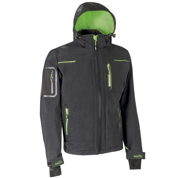 U-power WFU187RL Space Giacca Softshell Antivento Impermeabile Cappuccio Staccabile Taglia XL colore Grigio Asfalto Verde Fluo