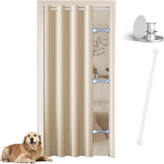 Porta finestra con attacco corda e chiusura magnetica – 200 x 132 cm – Tendina blackout beige – Per armadio, divano a muro o cameretta