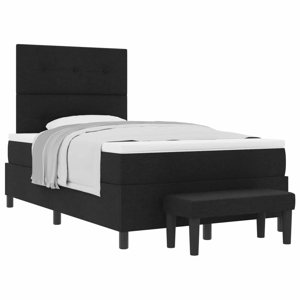 Letto a molle con materasso Nero 120 x 200 cm Tessuto