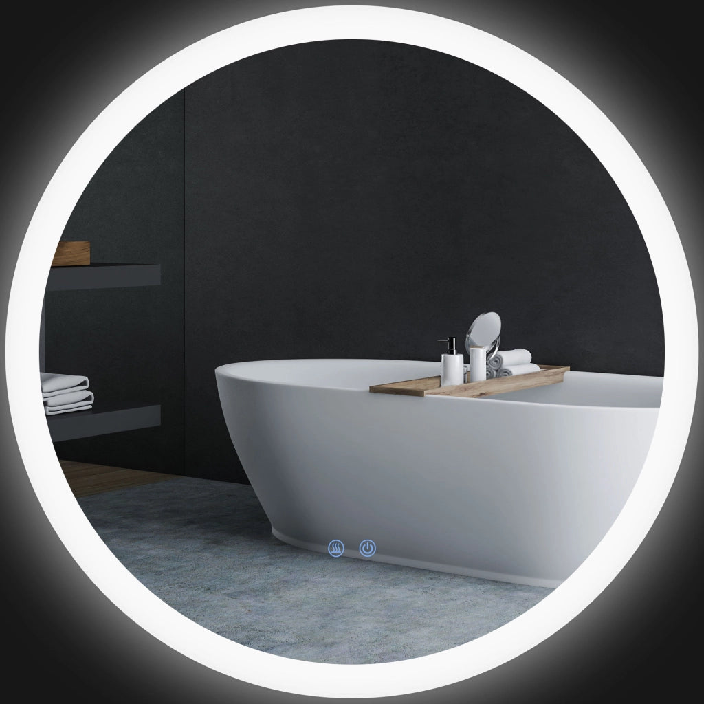 Specchio Bagno LED Antiappannamento con 3 Colori e Luminosit¨¤ Regolabile. in Metallo e Vetro. ?70x3 cm