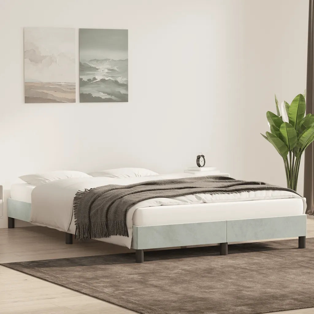 Letto matrimoniale | Letto per adulti | Giroletto senza Materasso Grigio Chiaro 140x220 cm Velluto