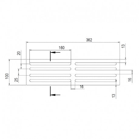 GRIGLIA IN GHISA 362x100mm