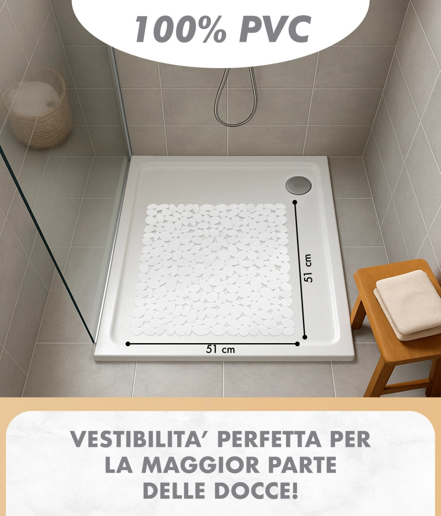 Prodotto Italiano Di Qualità Tappeto Per Doccia o Vasca 2 Misure Disponibili Grande Antiscivolo Con Ventose Antifumma Tappeti Bagno Lavabili In Lavatrice BPA free Tappetino  Per doccia - Fiume