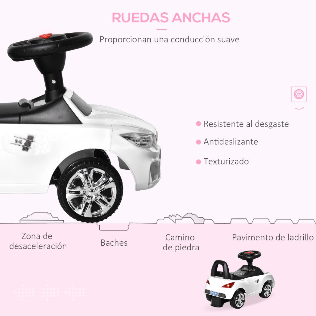 Correpasillos Bambini con Faro Musica e Volante ¨C Zephmum ¨C Bianco