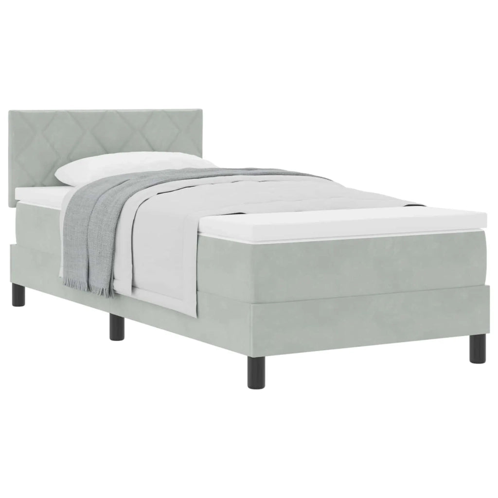 Letto a molle con materasso Grigio chiaro 90 x 200 cm Velluto 3339212
