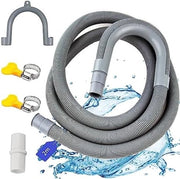 Slang per scarico per lavatrice 2 metri, estensione per carico, tubo per acqua con supporto e morsetti, diametro 20 mm, adatto per lavastoviglie