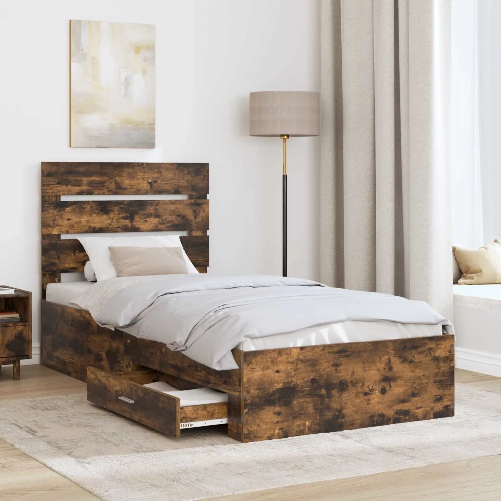 Struttura del letto Rovere fumé 90 x 190 cm Legno multistrato 3412024