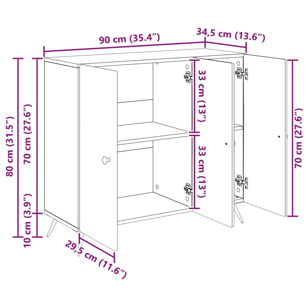 Credenza | Madia | Buffet da pranzo | Armadio da pranzo Legno antico 89 x 34,5 x 80 cm Legno ingegnerizzato