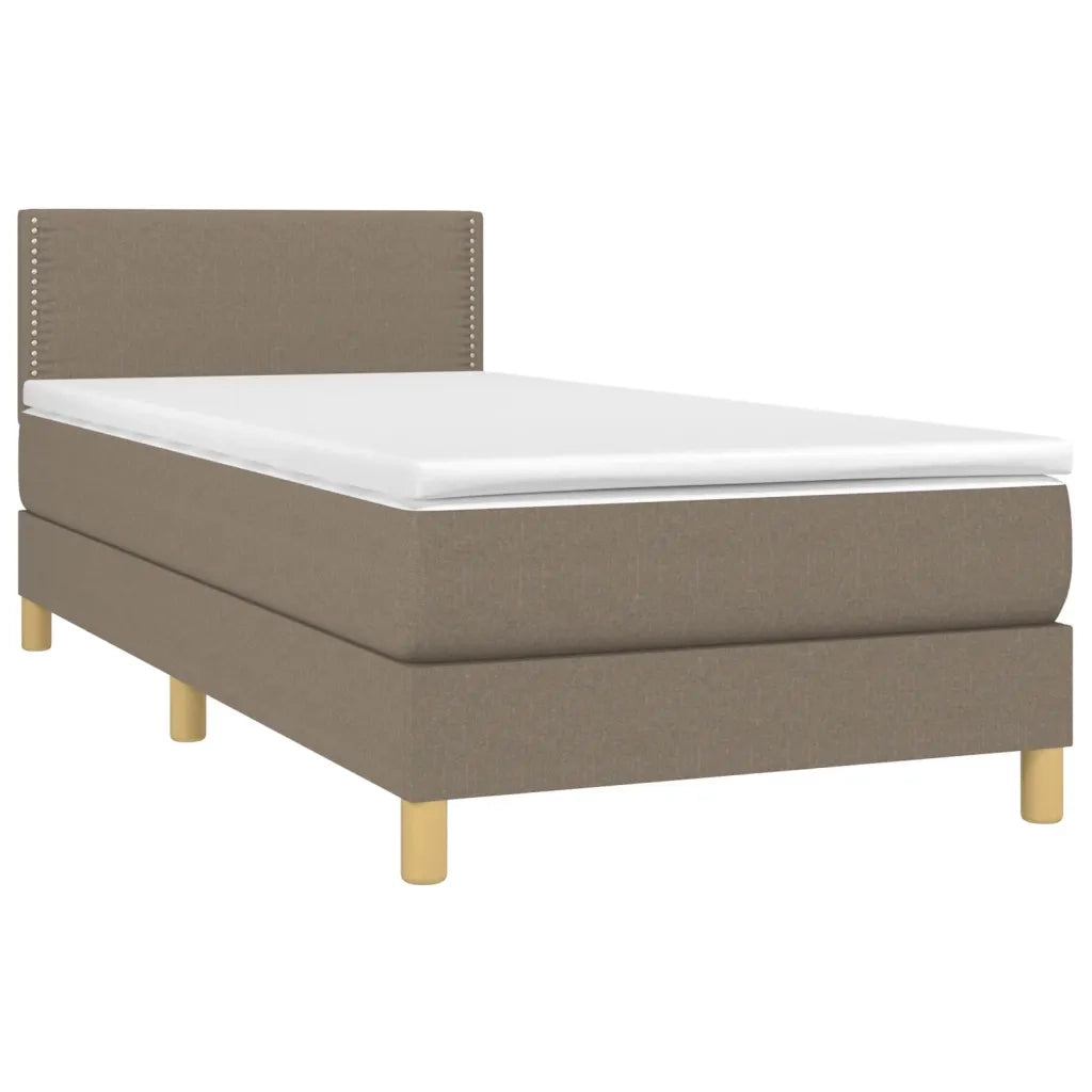 Letto a Molle con Materasso e LED Tortora 90x200 cm in Tessuto 3133609
