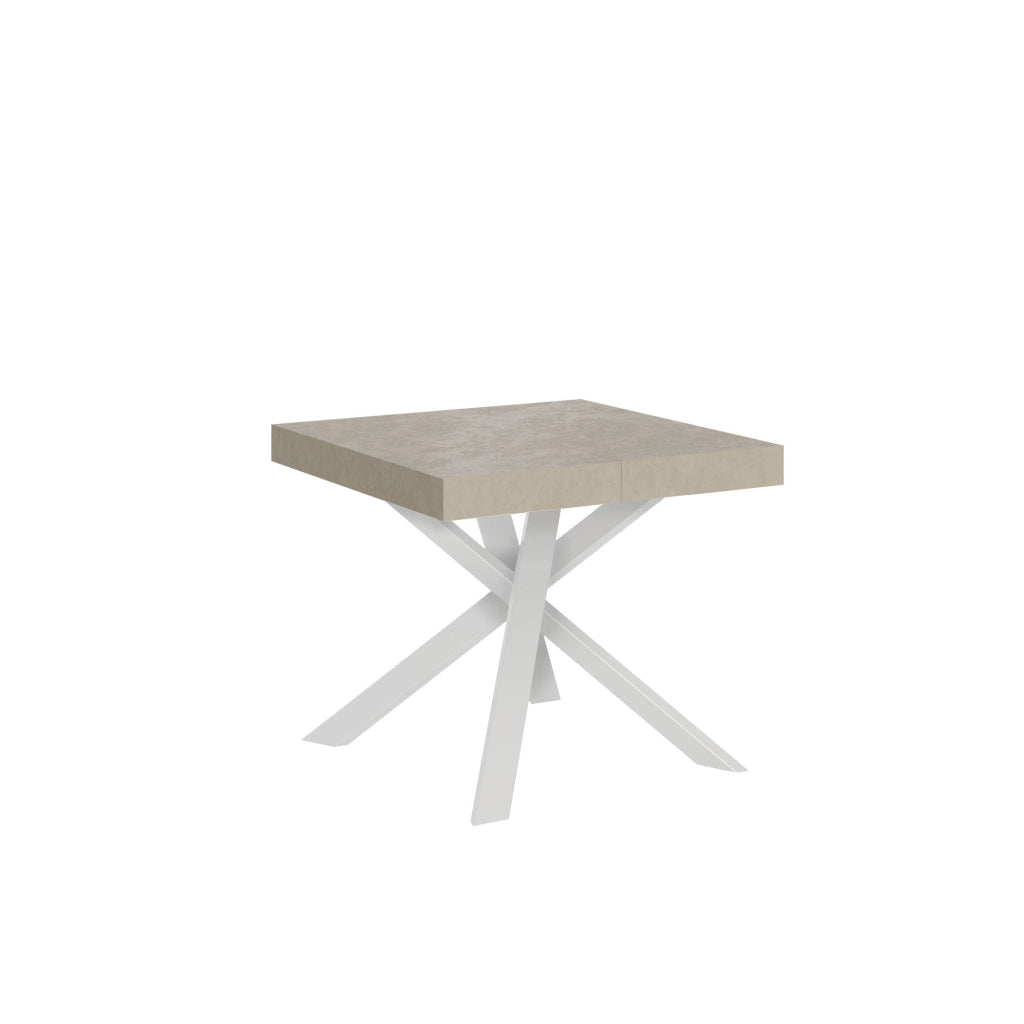 Tavolo Allungabile 90-194x90x76 cm Clerk Cashmere Gambe Bianche