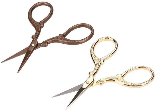 Schiare per sopracciglia e barba - 2 pezzi - Acciaio inossidabile - Design di rubinetto vintage - Lame precise - Manico ergonomico - Per sopracciglia e barba - Schiara per sopracciglia