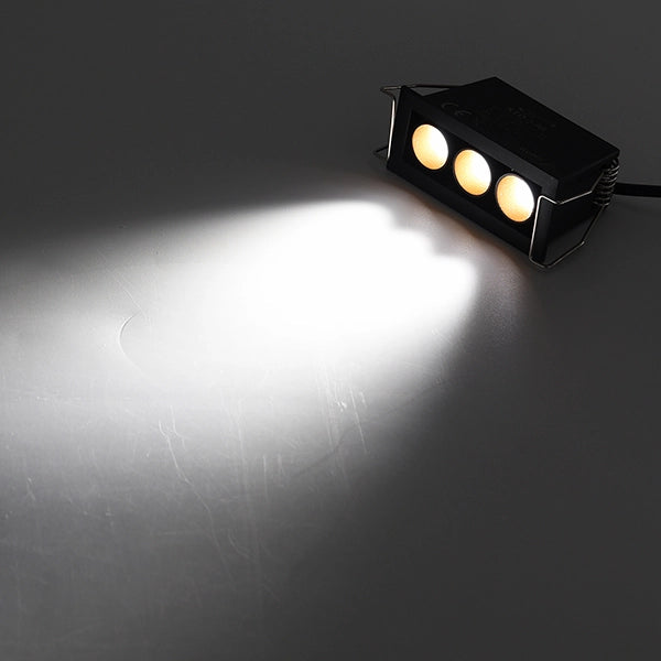 FARETTO LED RETTANGOLARE NERO DA INCASSO PER CONTROSOFFITTI 6W LUCE 6000K CON CONO DI PROIEZIONE IN BRONZO - ILLUMINAZIONE AD ALTA EFFICIENZA ENERGETICA