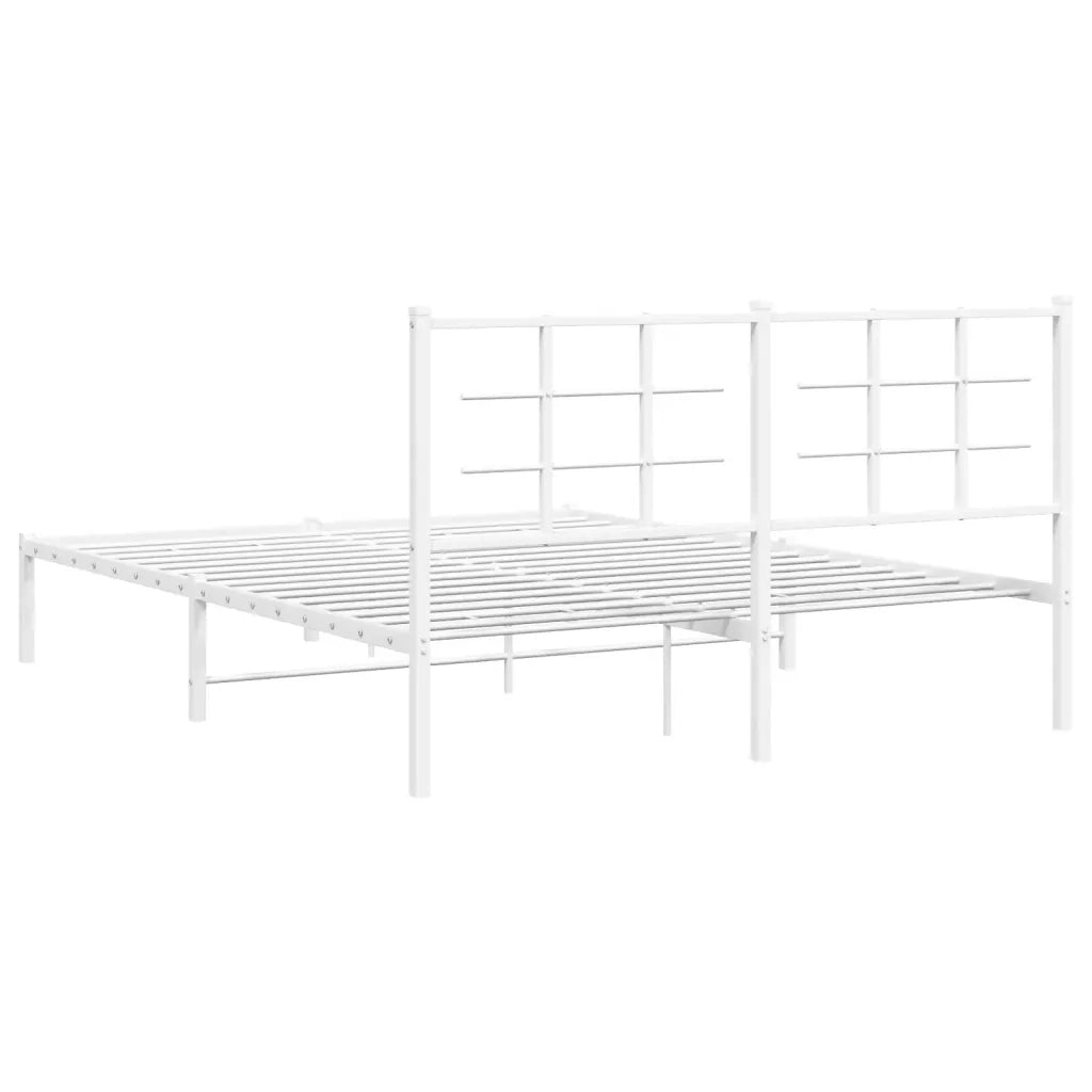 Letto matrimoniale | Letto per adulti | Giroletto con Testiera Metallo Bianco 160x200 cm