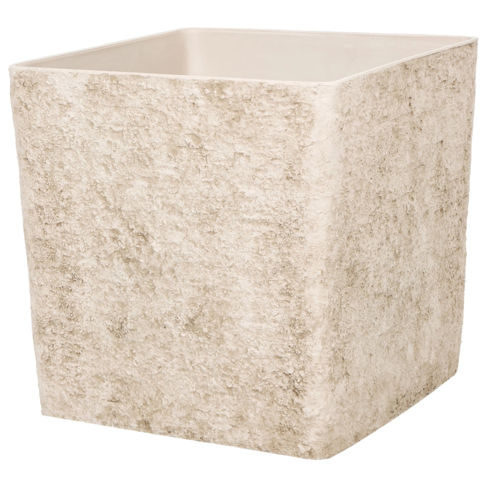 Vaso da fiori alto in pietra per giardino, per interni ed esterni 43x43 cm quadrato beige chiaro giardino terrazzo