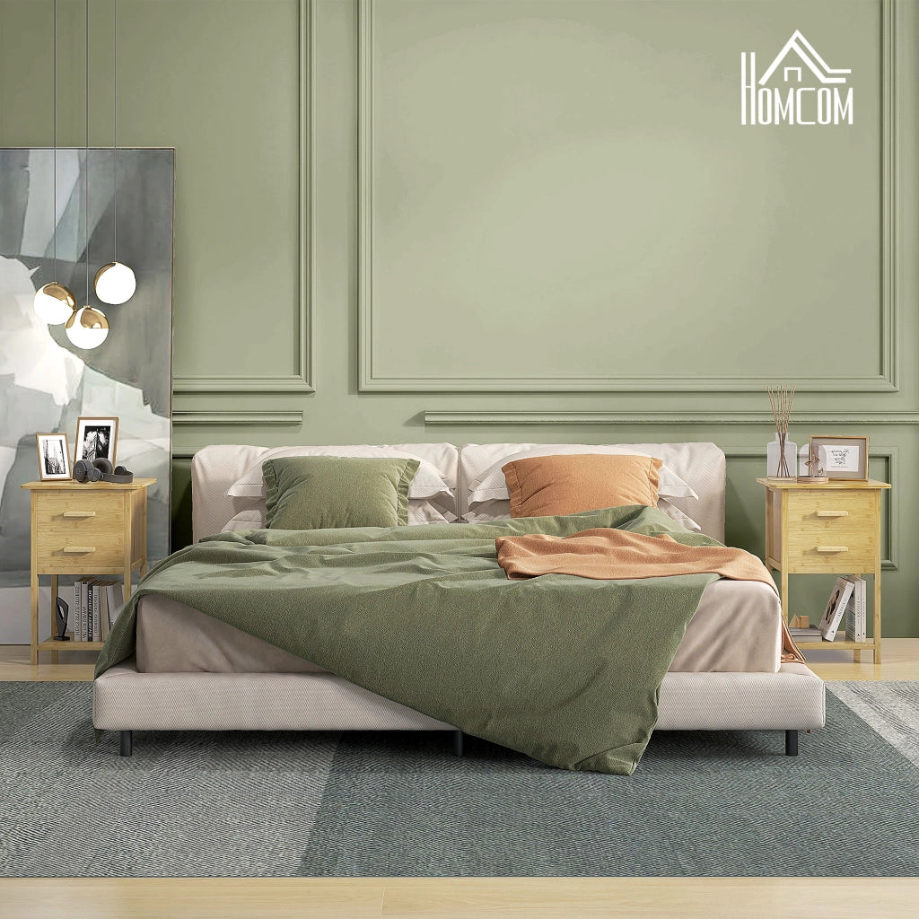 Comodino con 2 cassetti ¨C Xylo ¨C bamb¨´ naturale, 40x34x60 cm