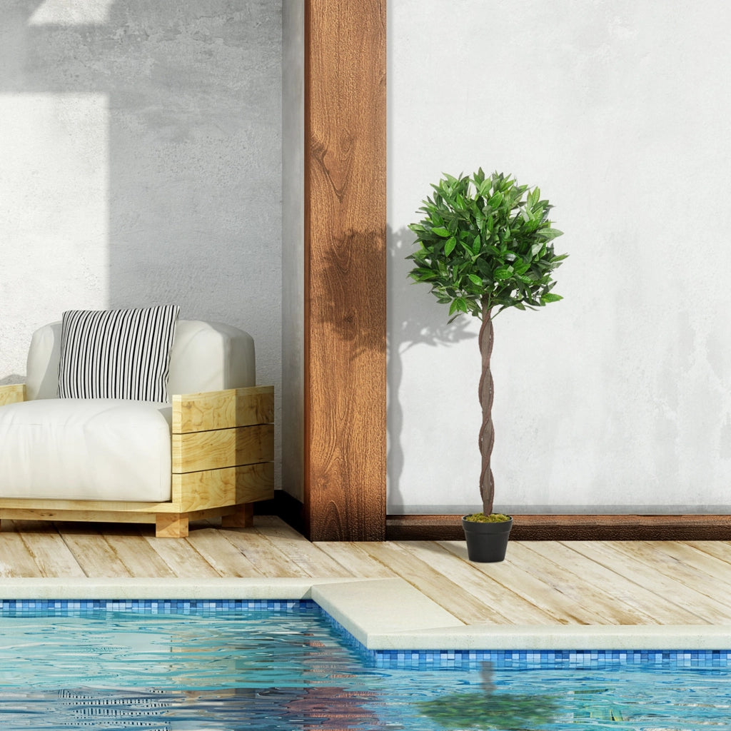 EasyComfort Set di 2 Alberi di Alloro in Vaso, Piante Finte in Plastica Altezza 120cm per Interni