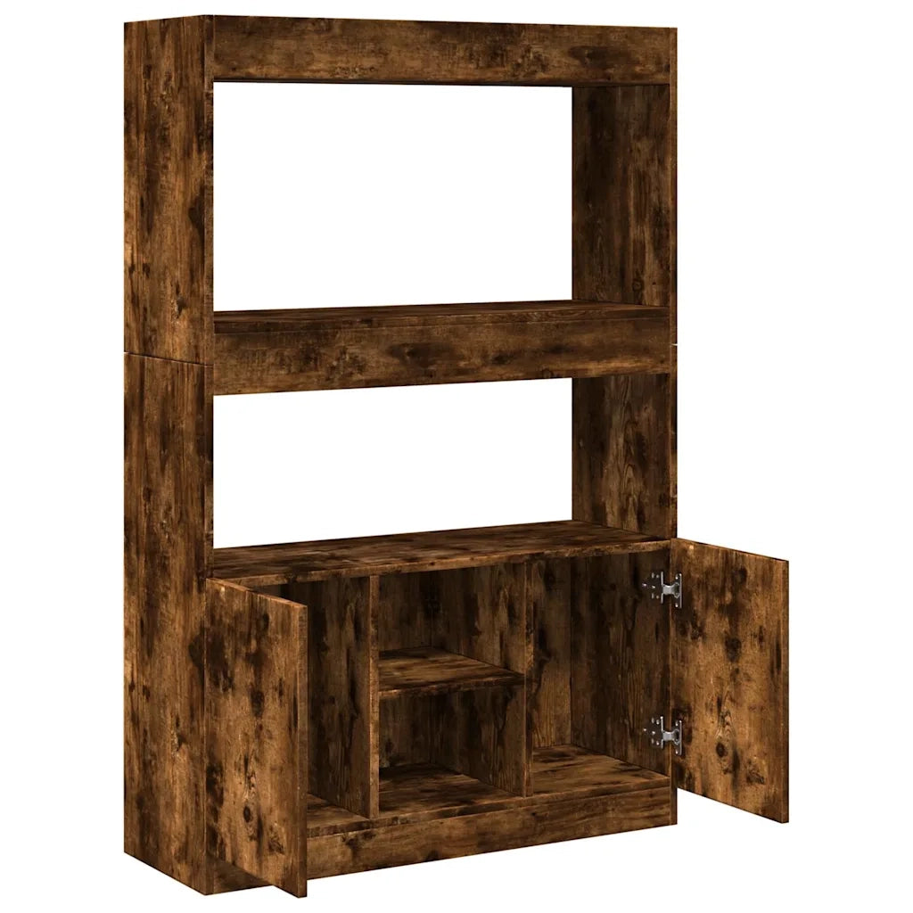 Credenza-Buffet-Armadio da cucina Rovere Fumo 92x33x140 cm in Legno Multistrato