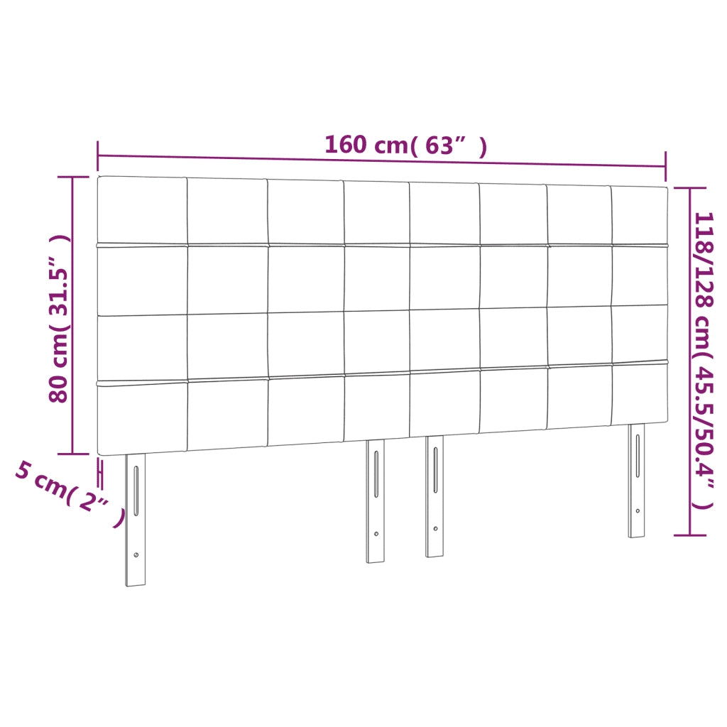 Testiera a LED Grigio Chiaro 160x5x118/128 cm in Tessuto 3122430