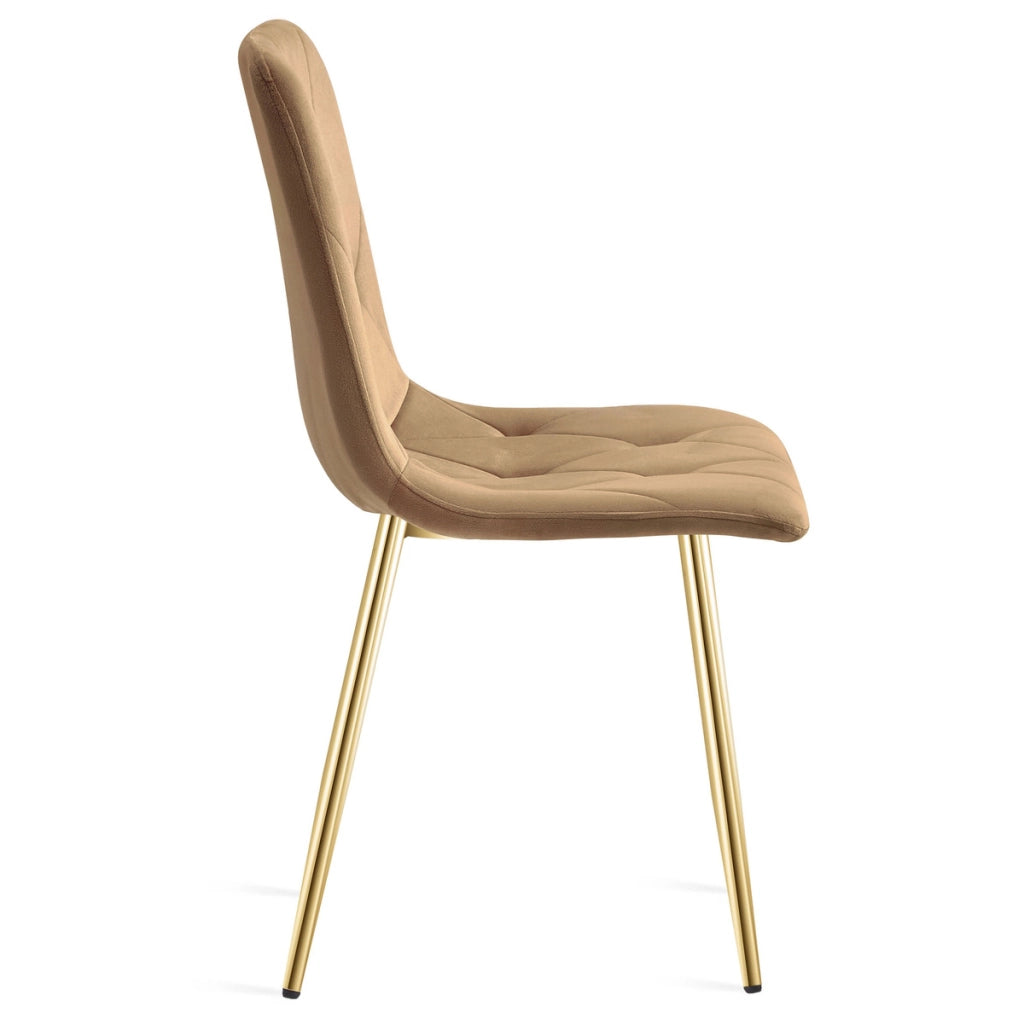 Set di 2 sedie Libra in velluto marrone e gambe oro