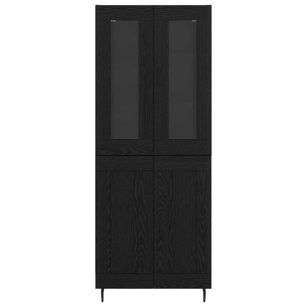 Credenza 2 pz-Set di 2 Buffet-Armadio da cucina Rovere Nero Legno Stratificato e Vetro 713116