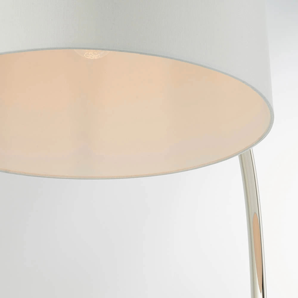 Lampada da terra arco moderna nichel, paralume bianco E27 Endon