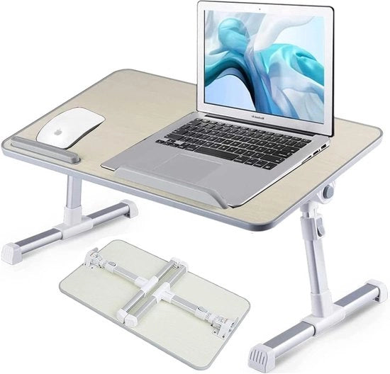 Tavolo portatile per laptop regolabile in altezza - Ideale per lavorare, leggere e scrivere - Adatto per l'uso a letto, divano, terrazza, balcone, giardino e spiaggia (natura - S)