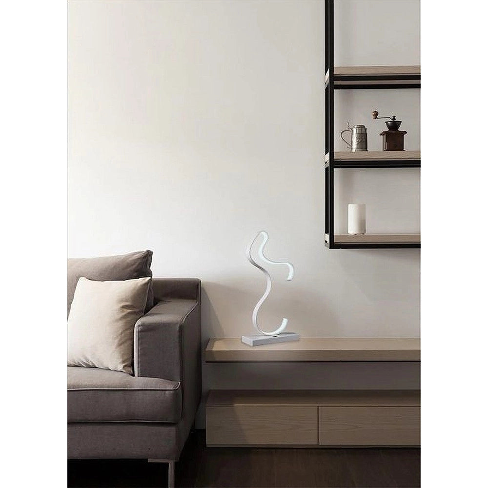 Trade Shop - Lampada Da Comodino Curva Lume 12w Lumino Moderno Luce Fredda Calda Naturale D03 - -bianco Freddo      -