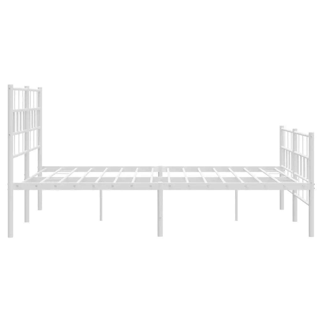 Letto matrimoniale | Letto per adulti | Giroletto con Testiera e Pediera Metallo Bianco 140x190 cm