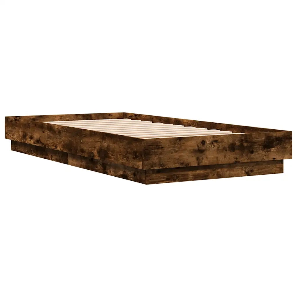 Giroletto con LED-Struttura Letto Rovere Fumo 75x190 cm