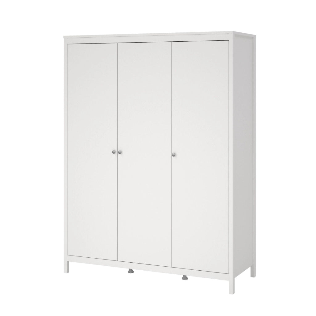 Guardaroba 3 ante Conti, Mobile camera da letto, Cabina armadio portabiti, Armadio appendiabiti, 150x58 h199 cm, Bianco