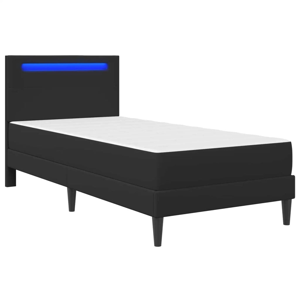 Struttura del letto con strisce LED-Giroletto con luci Nero 90 x 200 cm Similpelle 798260
