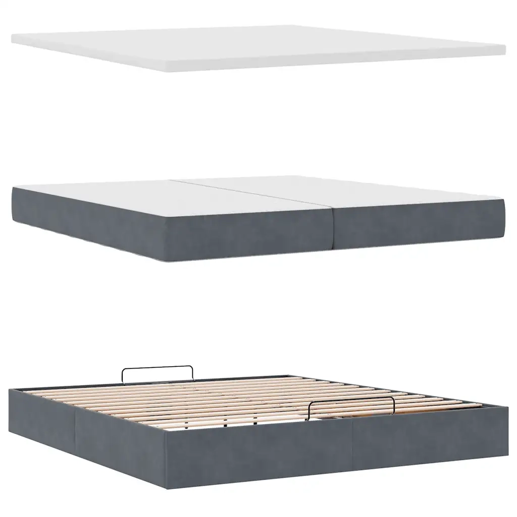 Struttura Letto Pouf con Materassi 200x200 cm Velluto 3312717
