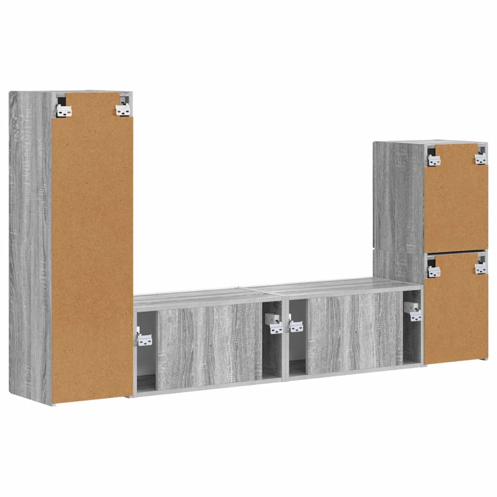 Set mobile TV 4 pz | Armadietto TV | Mobile Porta TV Grigio Sonoma Legno multistrato