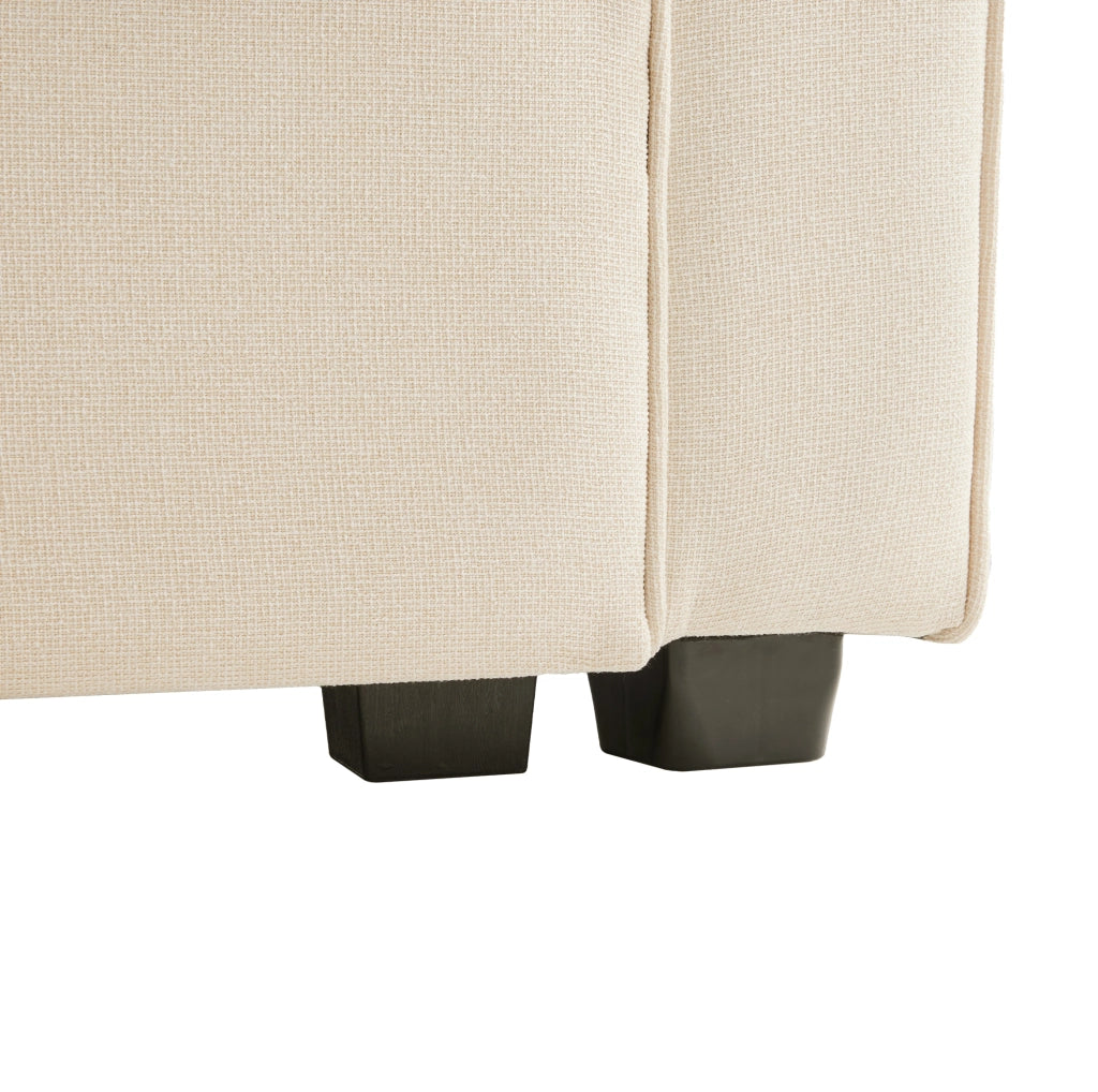 Divano 4 posti 290x83x88 cm con porta USB; 2 portabicchieri e tasche laterali in tessuto lino beige