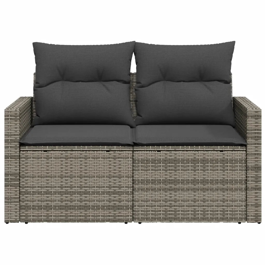 Divano da Giardino con Cuscini 2 Posti-Sofa da Giardino-Divano da esterno Grigio in Polyrattan 762366