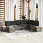 Set Divano da Giardino con cuscino 9 pcs Grigio Polyrattan 3356814