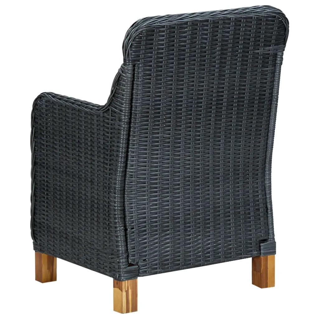 Set da Pranzo da Giardino 9pz e Cuscini Polyrattan Grigio Scuro 3060168