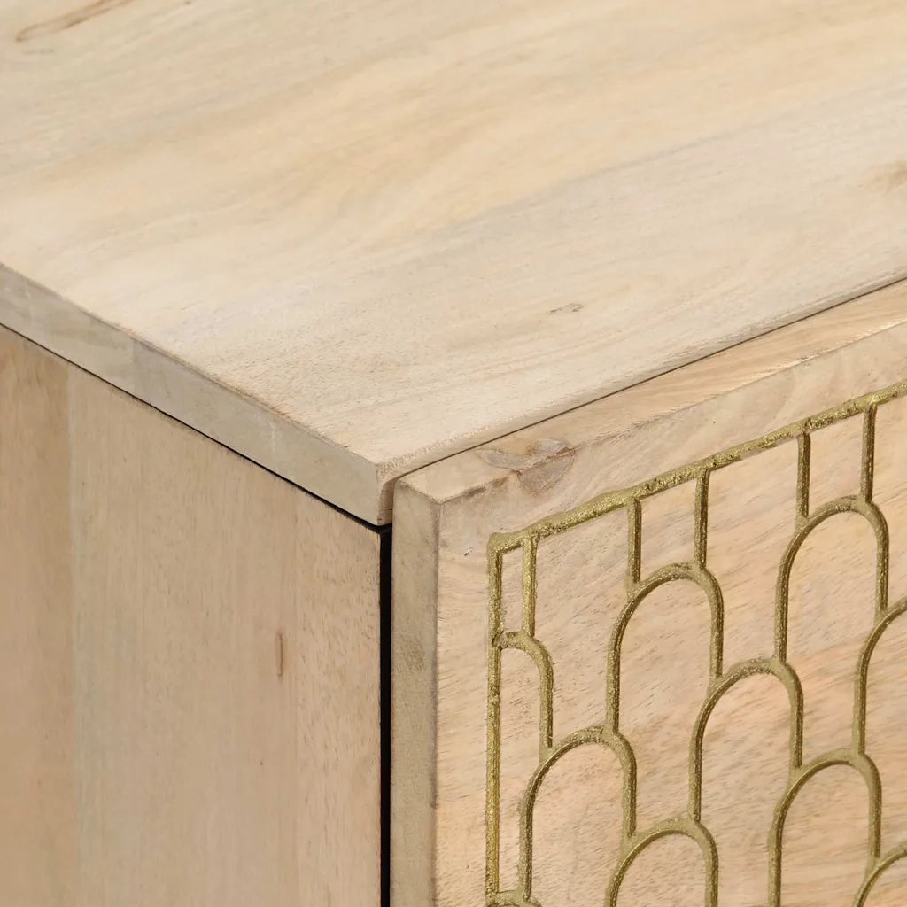 Comodini 2pz-Set di 2 Tavolino da notte 40x33x46 cm in Legno Massello di Mango 522277