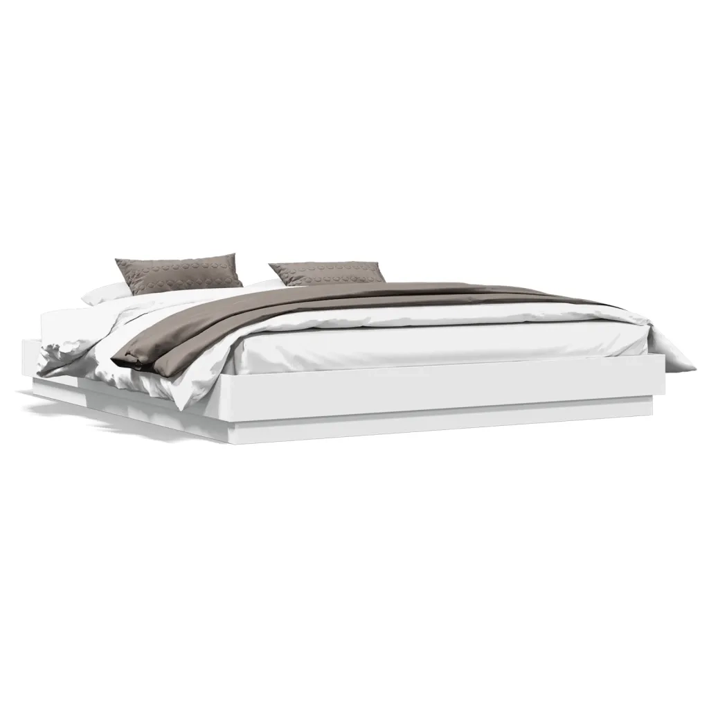Giroletto-Struttura Letto Bianco 200x200 cm in Legno Multistrato 698887