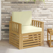 2 Pezzo Set di divani da esterno-Sofa da giardino Poliestere Bianco e Crema 736015