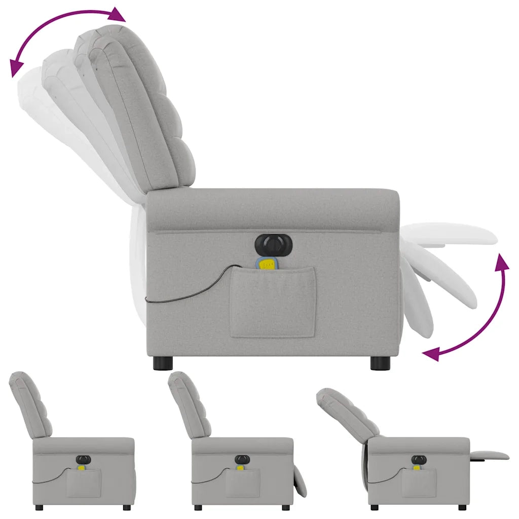 Poltrona | Sedia Relax Reclinabile Massaggio Elettrica Grigio Nuvola Tessuto
