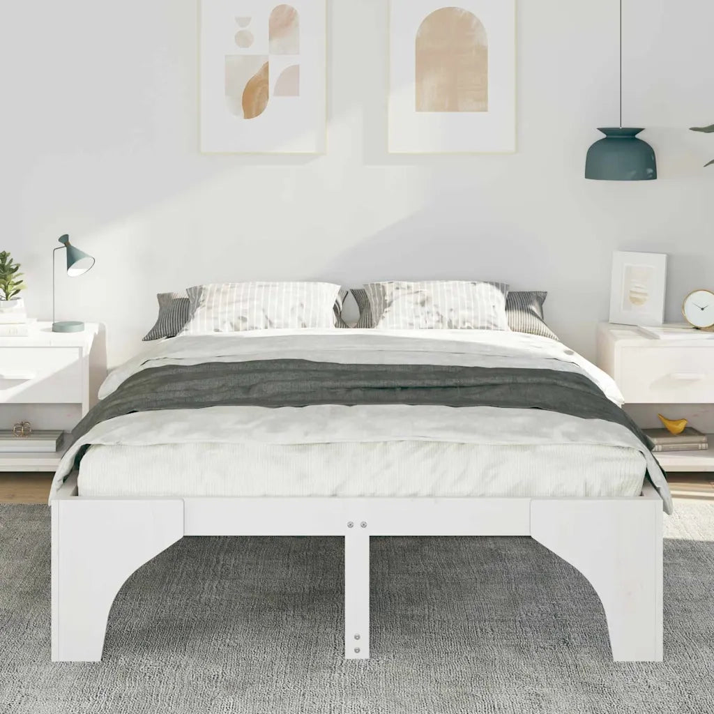 Struttura del letto-Giroletto-Rete del Letto Bianco 140 x 200 cm Pino massello 504731
