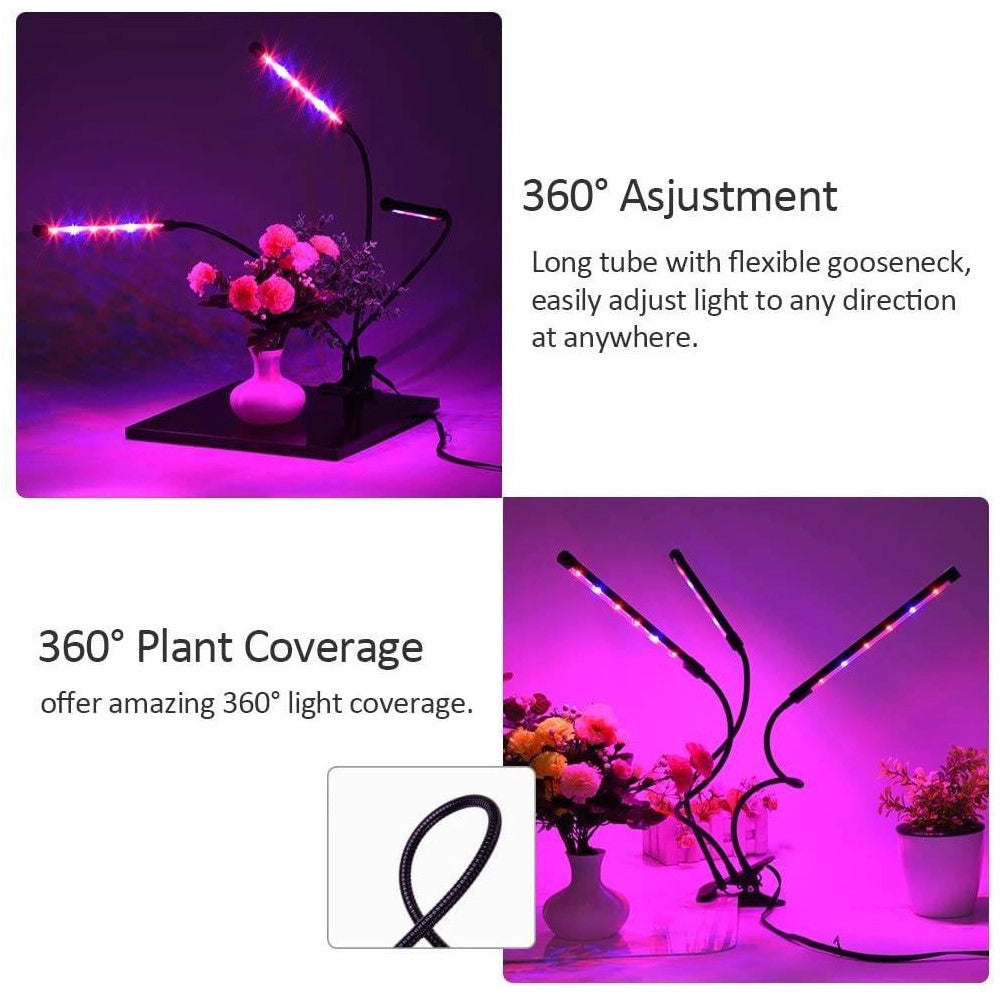 Trade Shop - Lampada Da Coltivazione Piante A Led Flessibile Serra Coltura Idroponica 3 Steli -