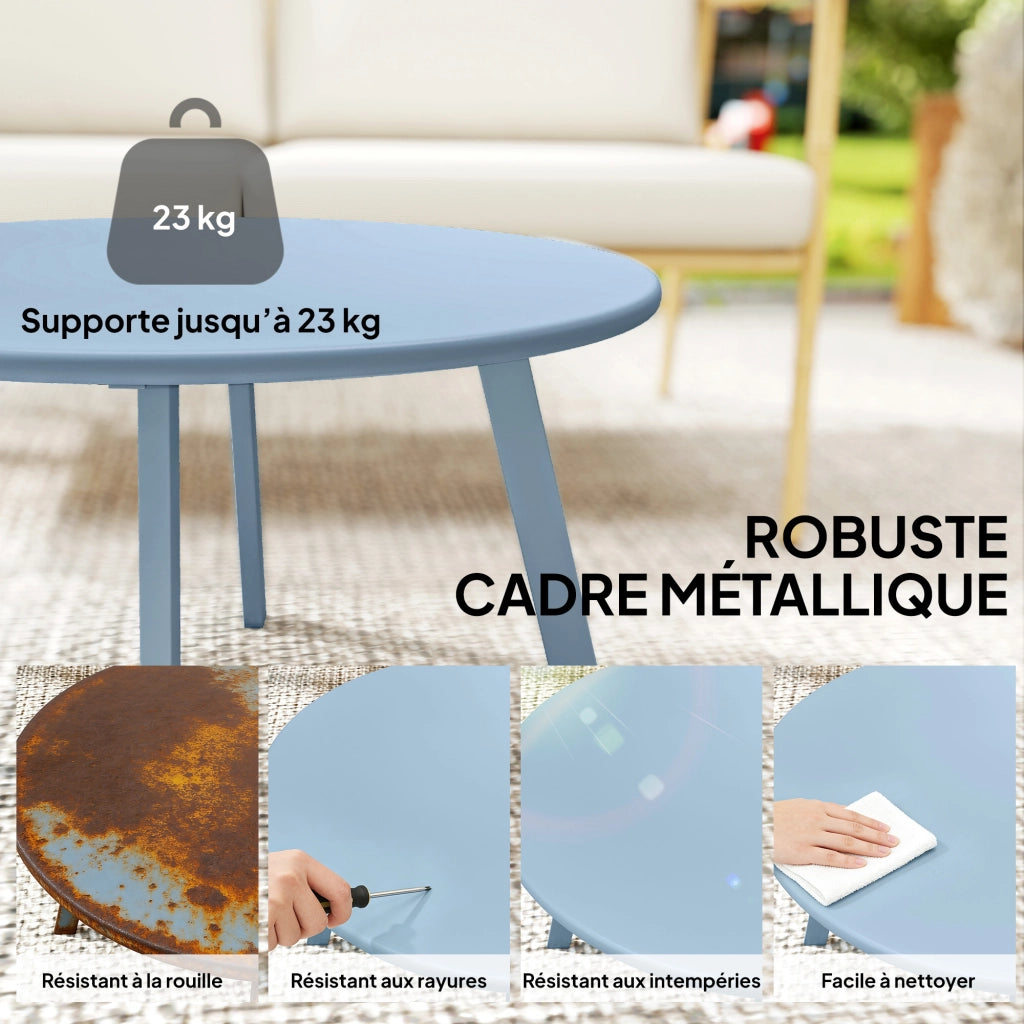 Tavolino rotondo da giardino ¨C Xylo ¨C ? 70 x 42 cm blu metallo
