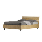 BS COM Letto matrimoniale francese contenitore 140x190 testata inclinata con doghe quercia