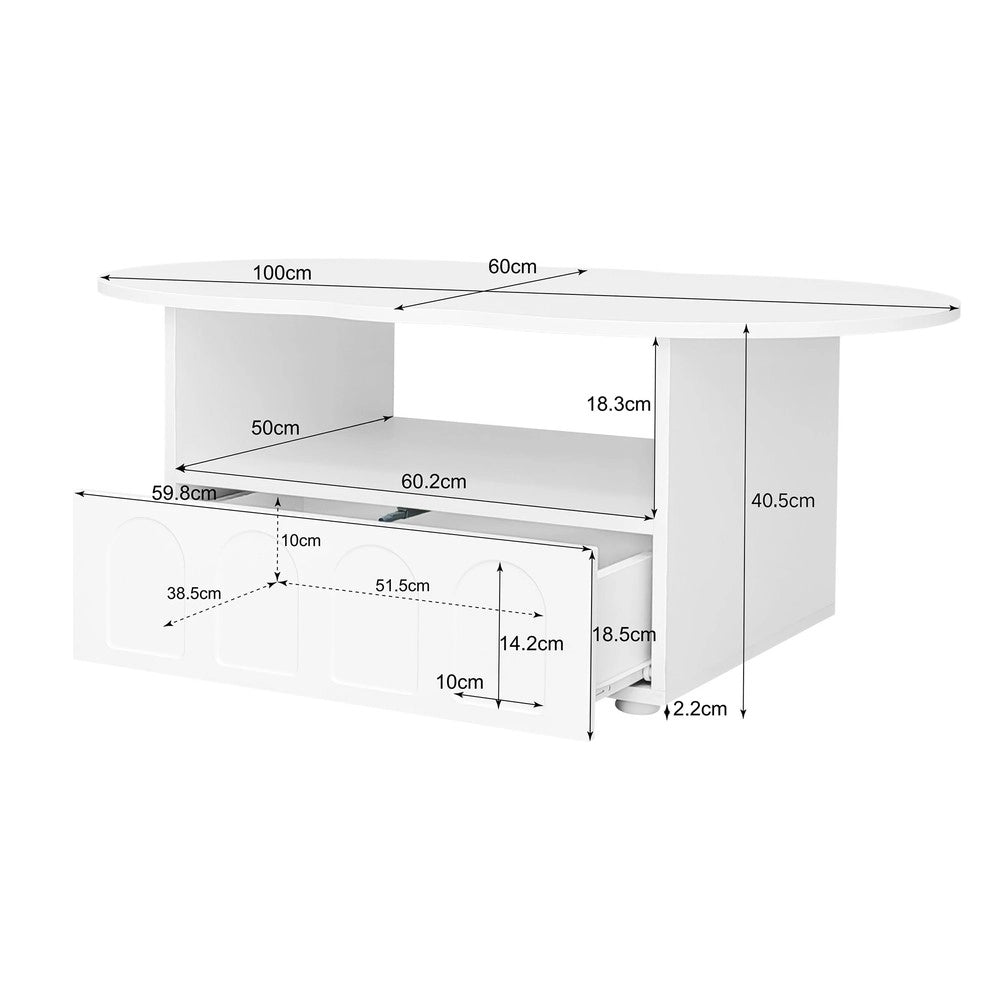 Tavolino da Caff¨¨ a Forma di Nuvola con Cassetti e Ripiano ¨C Xylo ¨C Moderno